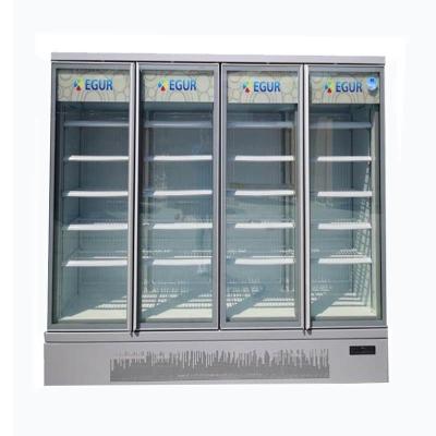 China Air Cooling 4 Glass Doors cooler 220V R290 upright  Beverage Display Fridge for sale