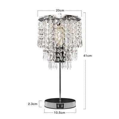 China Modern Decorative USB Chrome Living Room Touch Sensor Bedside Crystal Table Lamp for sale