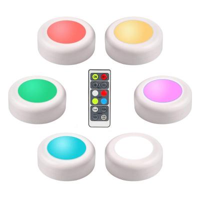 China Modern Wireless LED Puck Light 6 Packs With Remote Control RGB Under Cabinet Lighting Cabinet Light for sale