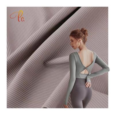 China High Elastic Rib Fabric 75% 25% Nylon Spandex Stretch Anti Pill Coupling Fabric For Yoga Cloth for sale