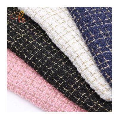 China Breathable High Grade 100 Polyester Colorful Rough Design Checks Tweed Fabric For Women Coat for sale