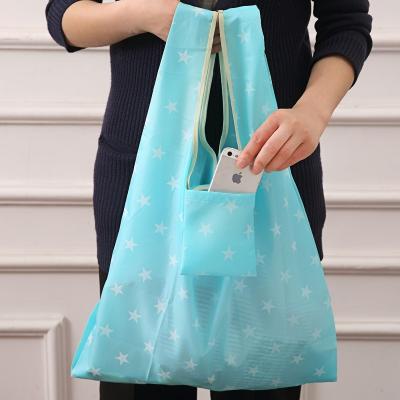 China 100% Oxford Fabric Eco-friendly Outlet Factory Portable Striped Stars Printed Foldable Shopping Bag for sale