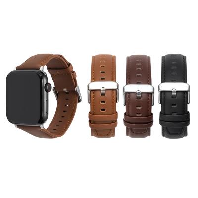 China Fashion Factory Wholesale Unisex Plain PU Leather Italian Genuine Smart Watch Straps Quality Black Brown Watch Bands For Iwatch Apple for sale