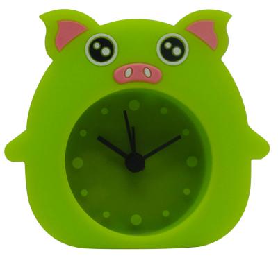 China Antique Style Synchronize And Watch Silicone With Small Size Analog Design Mini Pig Shape Clock for sale