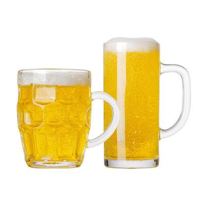 China 380ml 550ml 700ml GLASS Logo Customized Large Capacity Beer Mug Clear Glass With Handle for sale