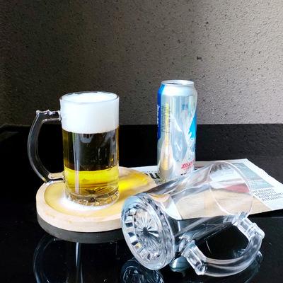 China GLASS Heat Resistant Logo Customized Large Capacity 550ml 700ml Beer Mug Glass With Handle for sale