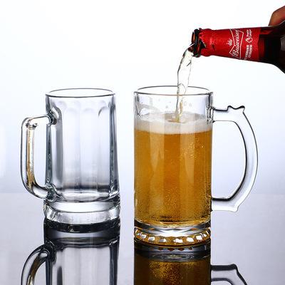 China Freezer transparent beer mug heat resistant material GLASS glass lead free with handle for home party for sale