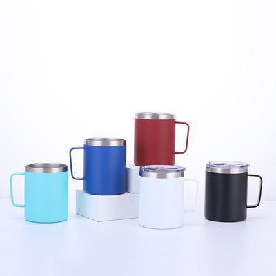 China Sustainable Colorful Stainless Steel Mug With Handle Travel Mug With Double Handle 304 Stainless Steel Coffee Mugs for sale