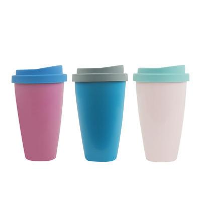 China Disposable 100% Eco-friendly PLA Double Wall Coffee Cups With Colorful Lid Mugs for sale