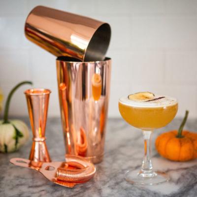 China Sustainable 500/700ml Bar Home Tools Stainless Steel-Copper Cocktail Shaker Cup Boston Shaker for sale