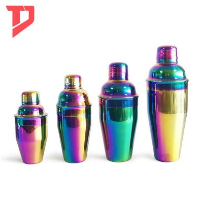 China Sutainable Factory Direct Bar Tool Mini / Custom Large Colorful Rainbow Plated Stainless Steel Cocktail Shaker for sale