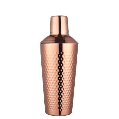 China Sustainable Custom Bar 700ml Vintage Stainless Steel Home Mixing Bottle Hammered Copper Cocktail Shaker for sale