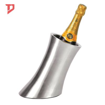 China Custom Viable Champagne Chillers Ice Bucket 2L Metal Stainless Steel Wall Wine Cooler Beer Bottle Double Holder for sale