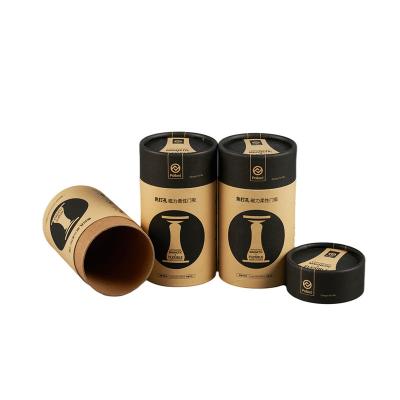 China Gold Foil Round Cardboard Cylinder Black Biodegradable Custom Gift Box Papertube Packaging With Lid for sale