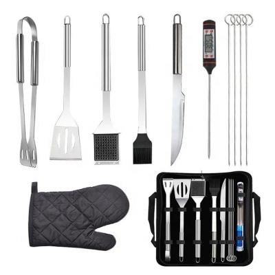 China Aliker Easily Cleaned BBQ Grill Accessories Grill Tool Kit 11PCS Stainless Hardware with Thermometer and Insulated Gloves for sale