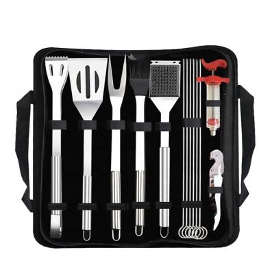 China Aliker 13PCS BBQ Grill Tool Kit Easily Cleaned Outdoor Portable Stainless BBQ Accessories with Corkscrew Sticks and BBQ Syringe for sale