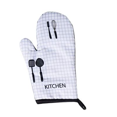 China ALIKER Microwave Baking Twill Plaid Embroidered Glove For Kitchen Oven BBQ BBQ Mitts for sale