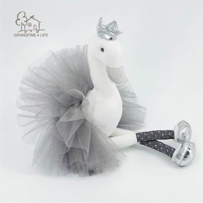 China Grandfine Gray Ballerina Swan Oem Plush Plush Deluxe Toys Soft Gift Baby Stuffed Toy Animals With Tulle Wings for sale