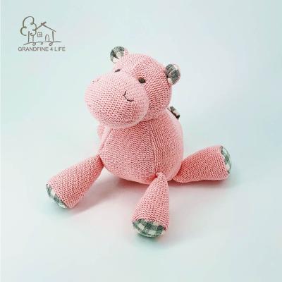 China Luxury Blue Cotton Knitted Soft Toy Children Grandfine Plush Hippo Hippo Doll Toys Birthday Gift for sale