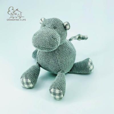 China Luxury Plush Grandfine Pink Hippo Cotton Knitted Soft Toy Hippo Doll Custom Stuffed Plush Toys for sale