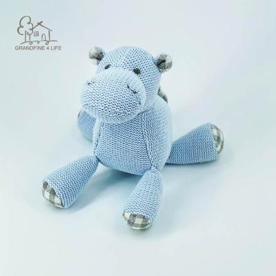 China Grandfine Gray Crochet Hippo Soft Stuffed Plush Doll Customized Plush Toy for sale