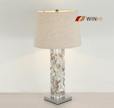 China Fashion Style Modern Crystal Shade Fabric Bedroom Metal Base Decorative Luxury Elegant Table Lamp for sale