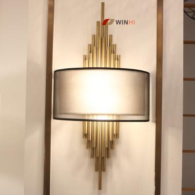 China Modern Luxury Fabric Shade Hotel Manufacturer Stainless Steel Decorative Wall Bracket Light Modern Lamp for sale