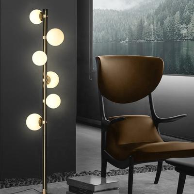 China 6 Modern Cheap Decorative Frosted Glass Ball Floor Lamps Modern White Living Room Bedroom Heads Floor Lamps for sale