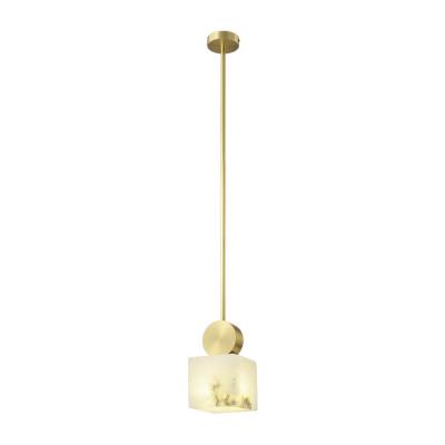 China Modern Simple Handmade Spanish Marble Shade Led Single Brass Pendant Light For Attic High Ceiling Light for sale