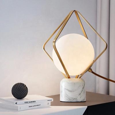 China Small contemporary wholesale mini bed side glass ball marble base table lamps for sale hotel living room for sale