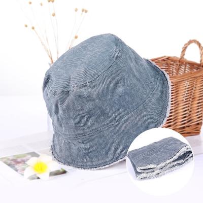 China Fashion bucket hat female denim ripped fisherman Hat Cowboy Outdoor cotton spring and retro summer wash for sale