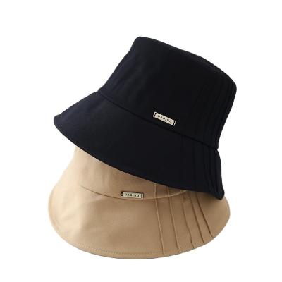 China New Retro Fashion Solid Color Fisherman Hats Women Street Trend Bucket Folding Hat for sale