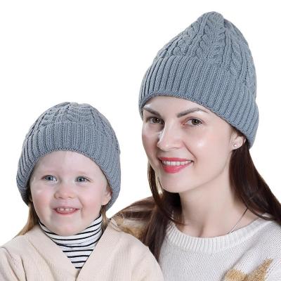 China Beanie Hat Outdoor Warmly Winter JOINT Mum and Baby Hat Parent Child JOINT Cable Knit Hat for sale