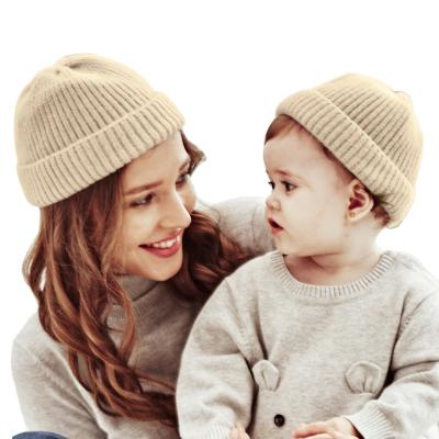 China Popular Hot Selling JOINT JOINT Mum and Me Ripped Beanie Women Kids Winter Hats Custom Knitted Skull Hats for sale