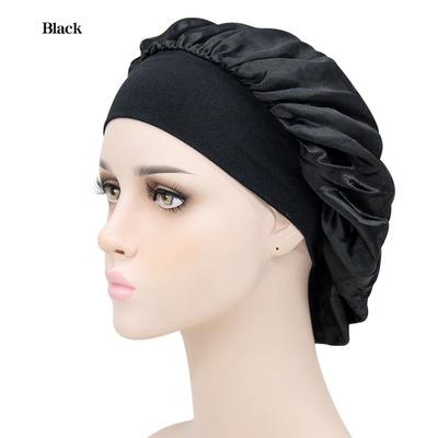 China Wide Elastic Band Hair Protaction Silk Hair Hoods For Women Satin Hood Sleep Cap for sale