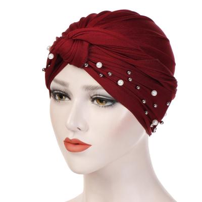 China New Arrival Multifunctional Muslim Women Multifunctional Headwraps Beaded Amazon Turban Hat for sale