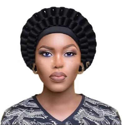 China Wholesale 2021 Fashion Multifunctional Turban Women African Head Wraps Handmade Nigerian African Plain Gele Headtie for sale