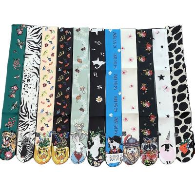 China Soft Soft Soft Feeling Design Printing Animal Women Fashion Scarf Silk Girls Scarf Hair Band Bag Handle Wraps Small Neck Scarves for sale