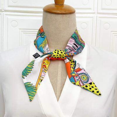 China Wholesale Soft Soft Feeling Soft Soft Feeling Ladies Printed Neck Scarf Designer Long Ribbon Hair Silk Scarf For Bag for sale