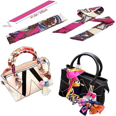 China Soft Smooth Soft Feeling Cheap Satin Feeling Silk Scarf Handbag Wraps Bag Scarf Wrist Band Ribbon Scarf for sale