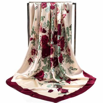 China New Soft Soft Square Digital Soft Feeling Design Printing Women Square Soft Polyester Silk Feeling Scarf for sale