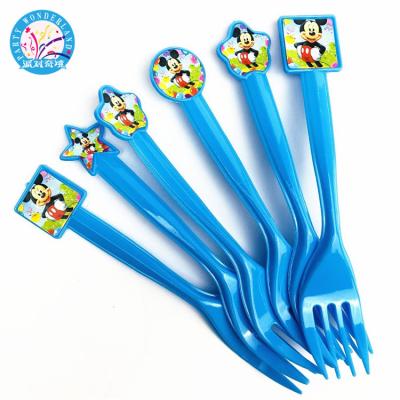 China Baby Mickey Carton Party Decorations Disposable Tableware In-Vogue Forks Little Boy Birthday Themes Supplies Plastic Forks for sale