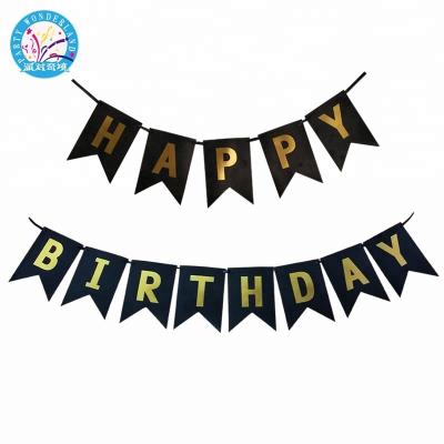 China Cheap Black Party Decoration Happy Birthday Banner Kids Party Decoration Baby Shower Banner Flags for sale