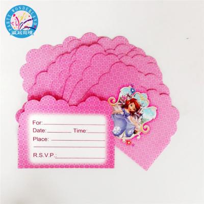 China Party decoration Sofia princess cartoon baby shower pool party kids birthday decoration theme parties supply festival gift invitation card for sale