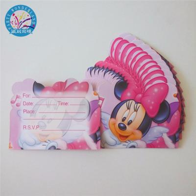 China Pink Party Decoration Minnie Cartoon Theme Party Kids Girls Birthday Decoration Party Supply Festival Event Invitation Card Lovely for sale