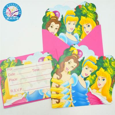 China Party Decoration Ariel Aurora Jasmine Princess Kids Party Supplies Envelope Birthday Decorations Invitation Card for sale