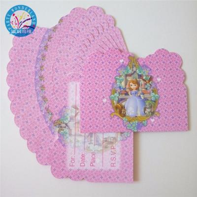 China Party decoration princess sophia cartoon happy birthday baby shower party decoration supplies invitation card for sale