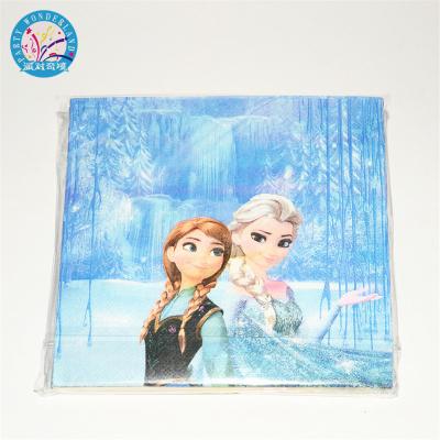 China Elsa's Princess Christmas Party Decoration Baby Shower Anna Frozen Paper Napkin Supplies Popular Kids Happy Birthday Party Decorations for sale