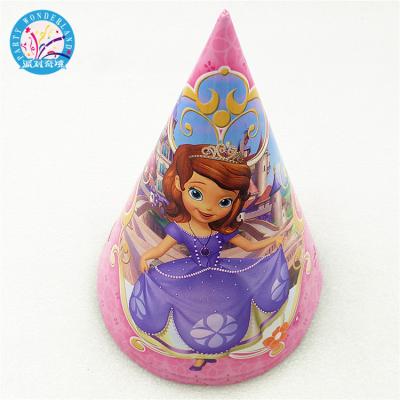 China Party Decoration Sofia Princess Paper Covers Party Supplies Baby Shower Kids Girls Cartoon Birthday Party Decoration Festival Favors Hats for sale