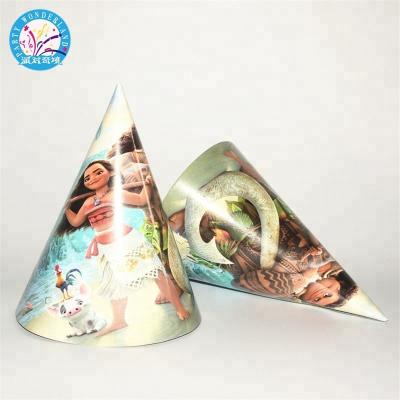 China Moana Party Paper Hat Happy Birthday Party Decoration Supplies Cone Hat Paper Hat for sale